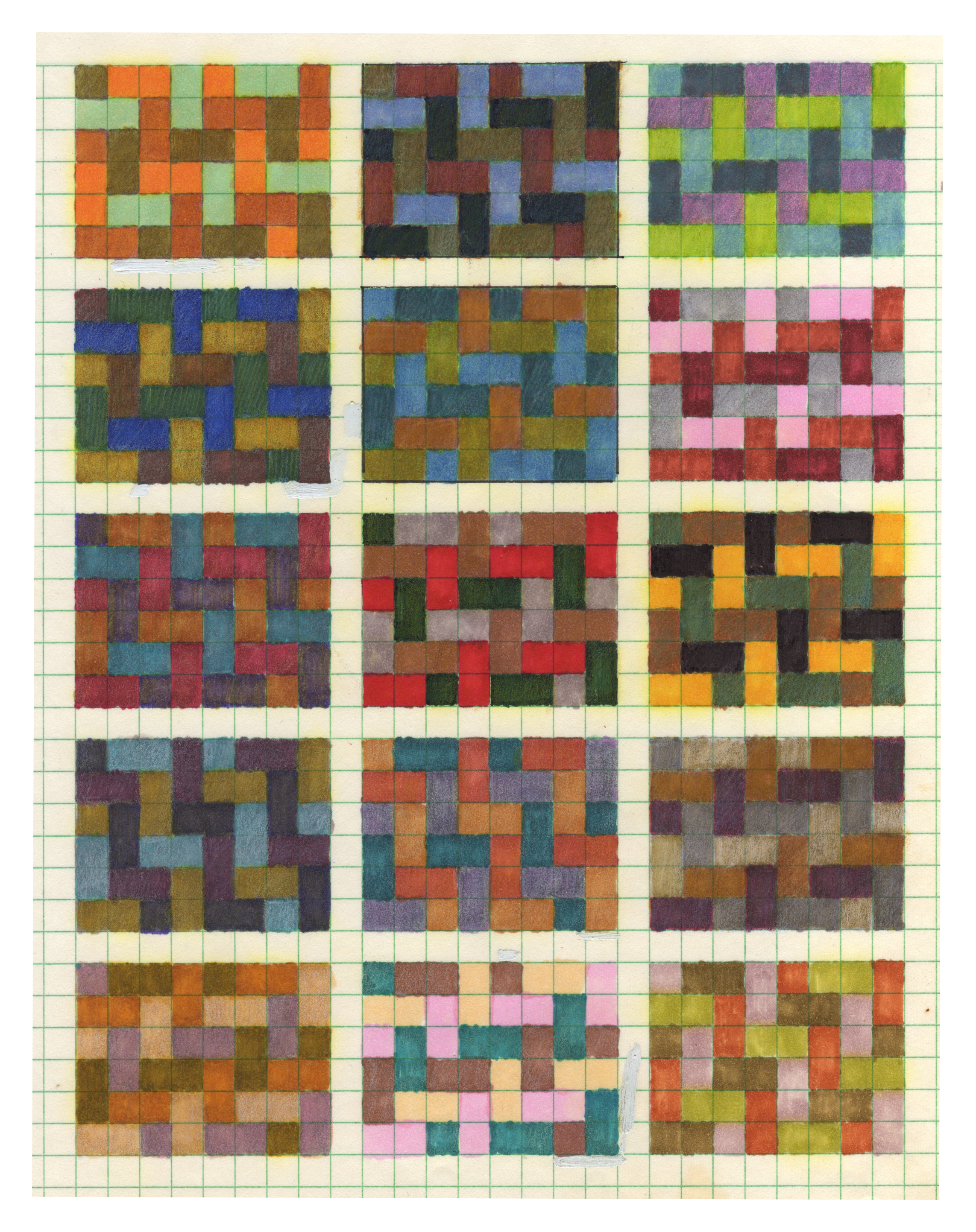 Graphpaper sketches 1989-92 - felt pen / colored pencil